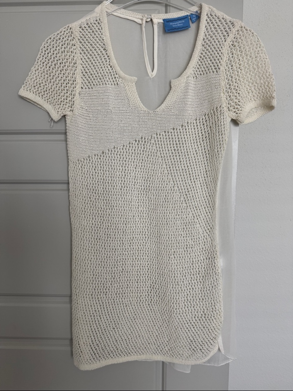 NWOT Simply Vera Vera Wang Ivory Open-Knit Short Sleeve Top, XS